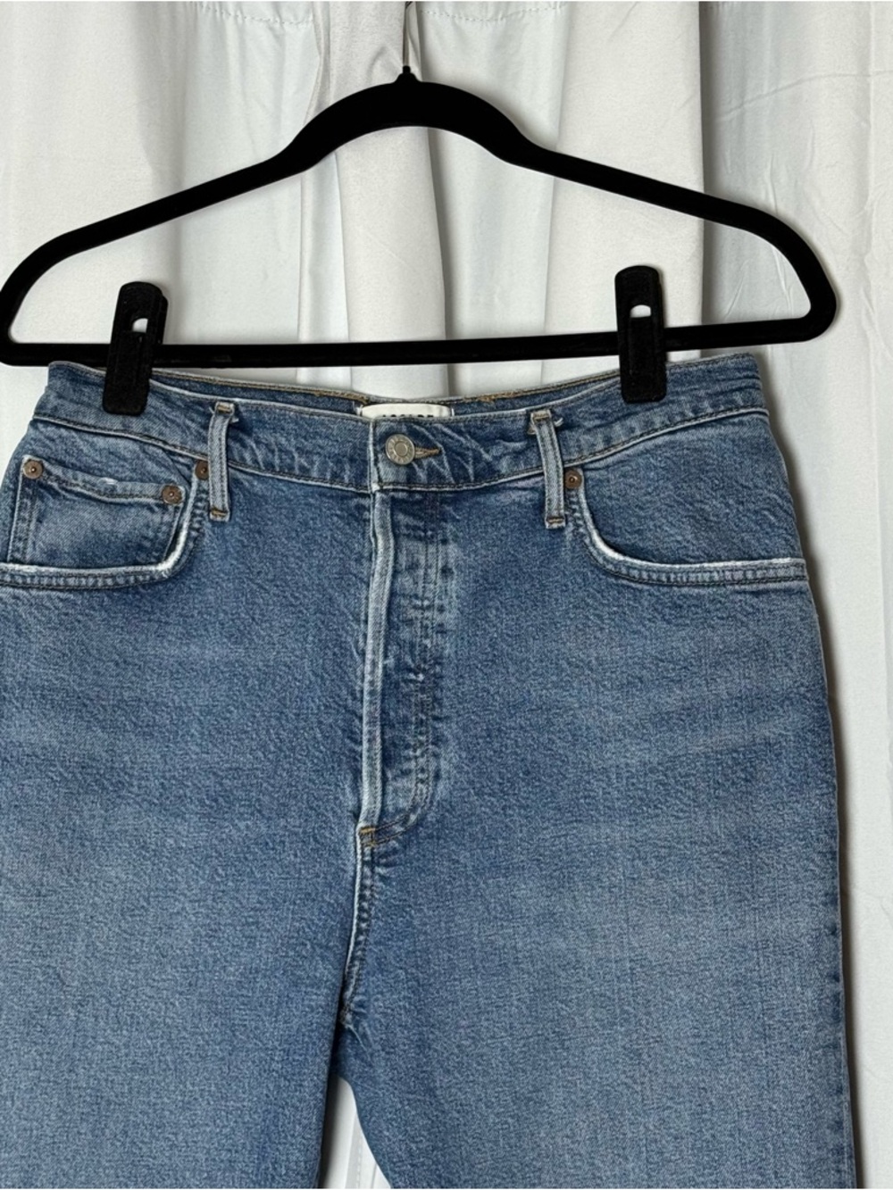 AGOLDE Riley Cropped Jeans High Rise Straight Leg Button Fly 31 - Picture 4 of 16